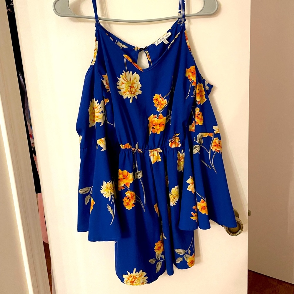 Blue flower styled romper